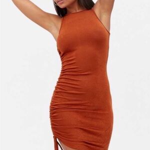 Rust Orange Sleeveless Bodycon Dress